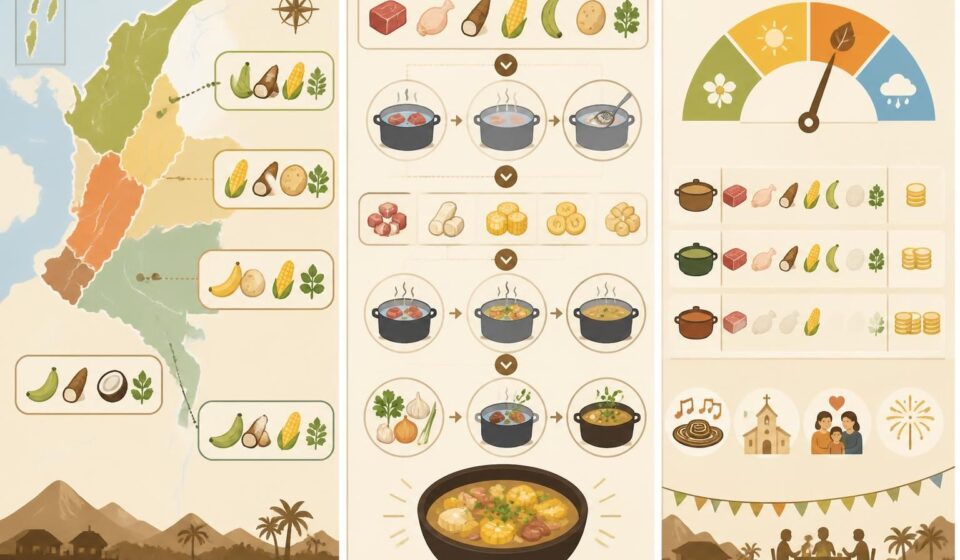 découvrez l'histoire du sancocho colombien, ce grand bouillon traditionnel des jours de fête, et suivez notre recette adaptée pour le préparer facilement chez vous.