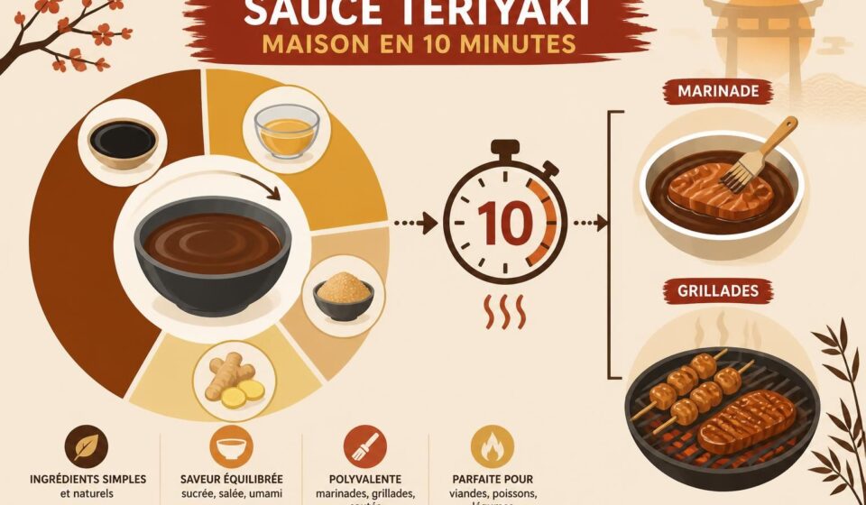 découvrez notre recette rapide de sauce teriyaki maison en dix minutes avec seulement 4 ingrédients. parfaite pour sublimer vos grillades et marinades, elle transforme vos plats en délices savoureux.
