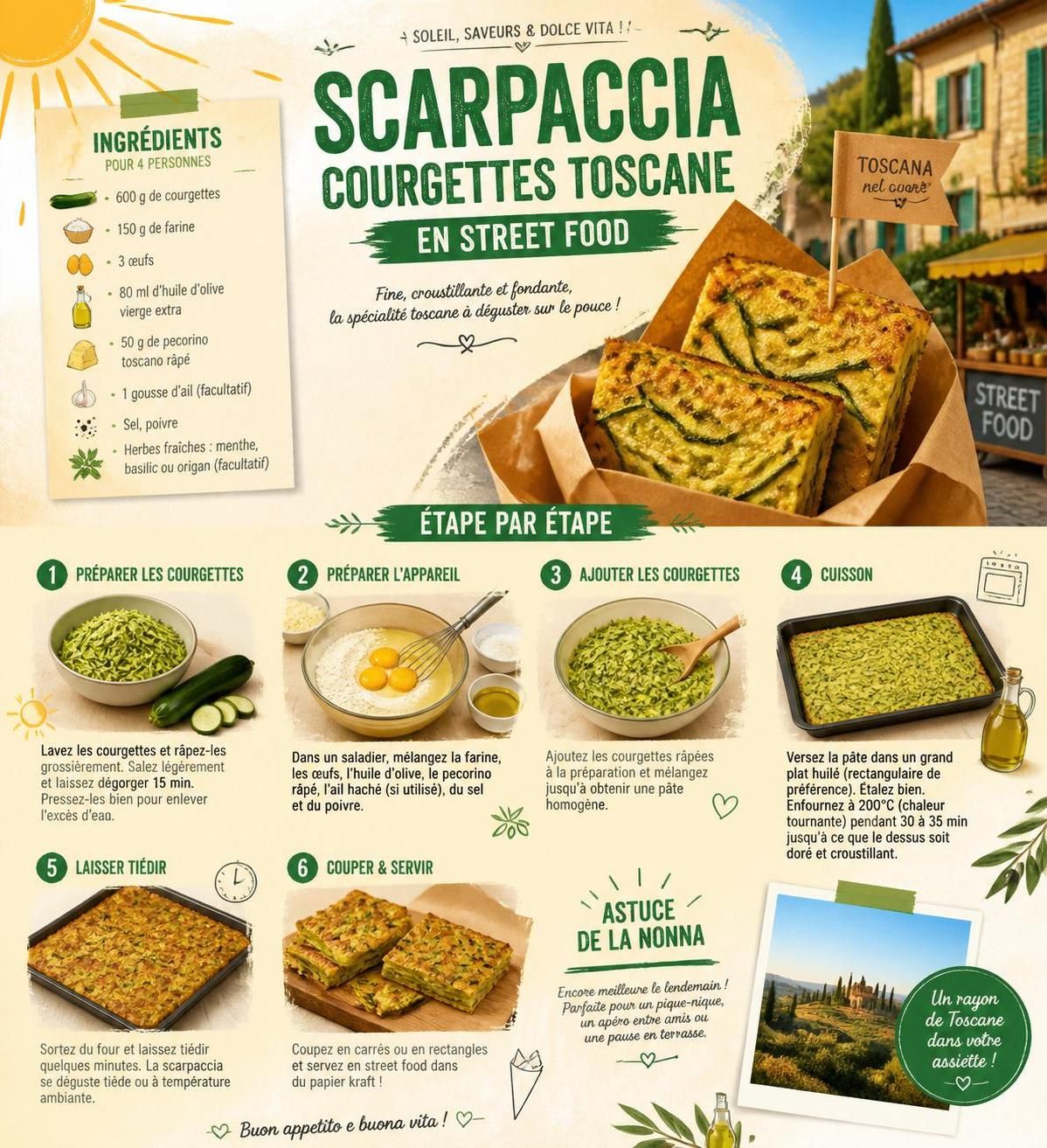 découvrez la scarpaccia de courgettes, la focaccia italienne ultra-fine, parfaite pour savourer une street food authentique et ensoleillée.