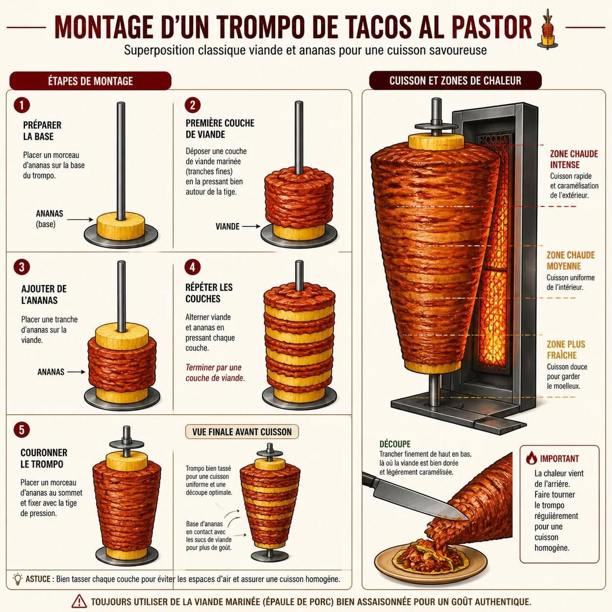 découvrez l'histoire fascinante des tacos al pastor, où la broche libanaise rencontre la cuisine mexicaine, et apprenez à préparer cette délicieuse recette traditionnelle.