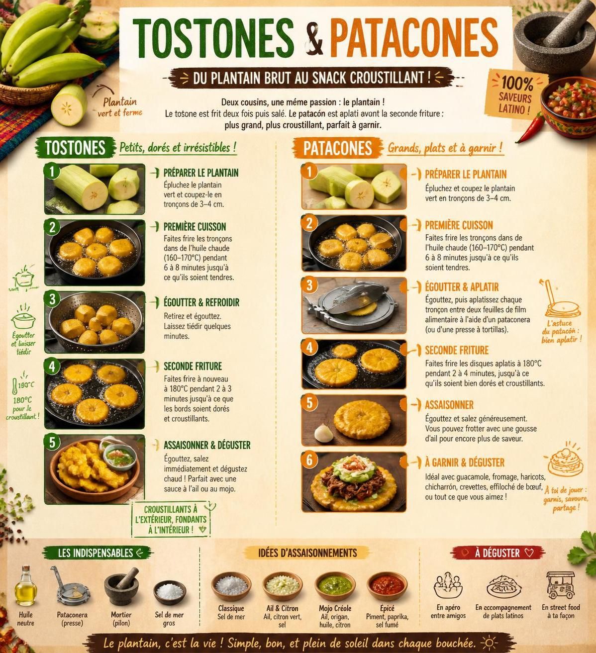 découvrez les tostones et patacones, ces délicieuses spécialités à base de plantain deux fois frit, appréciées autant à san juan qu'à cali, un même amour pour un goût unique.