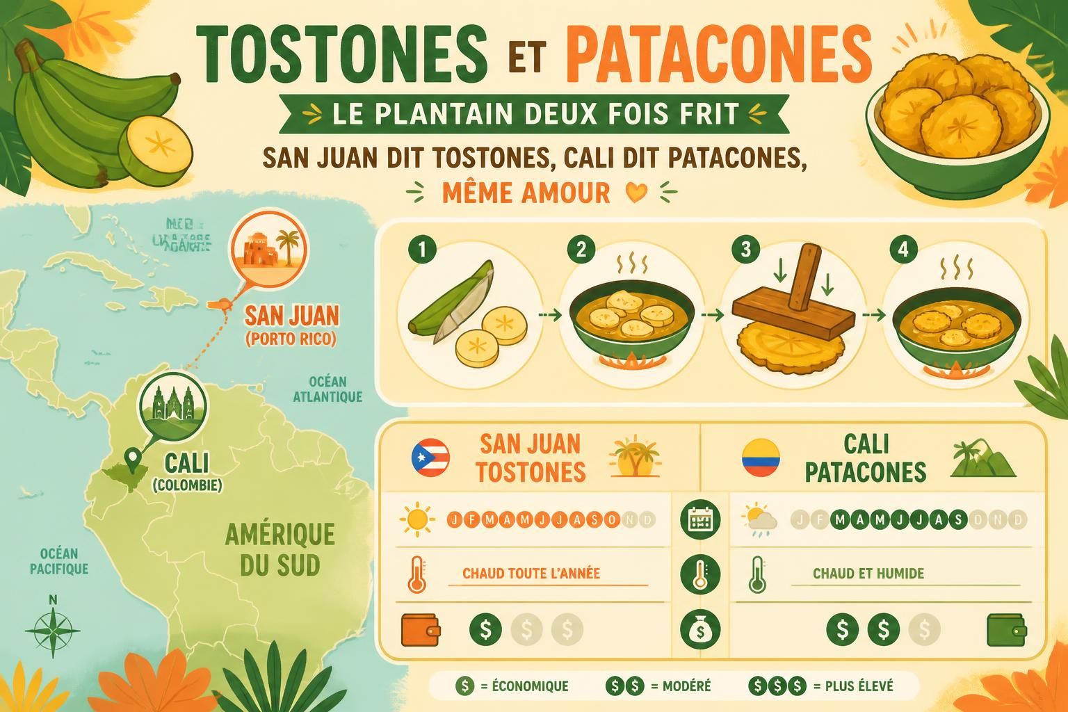 découvrez les tostones et patacones, ces délicieuses spécialités à base de plantain deux fois frits, incontournables à san juan et cali, où le même amour pour ce plat réunit les saveurs caribéennes et colombiennes.
