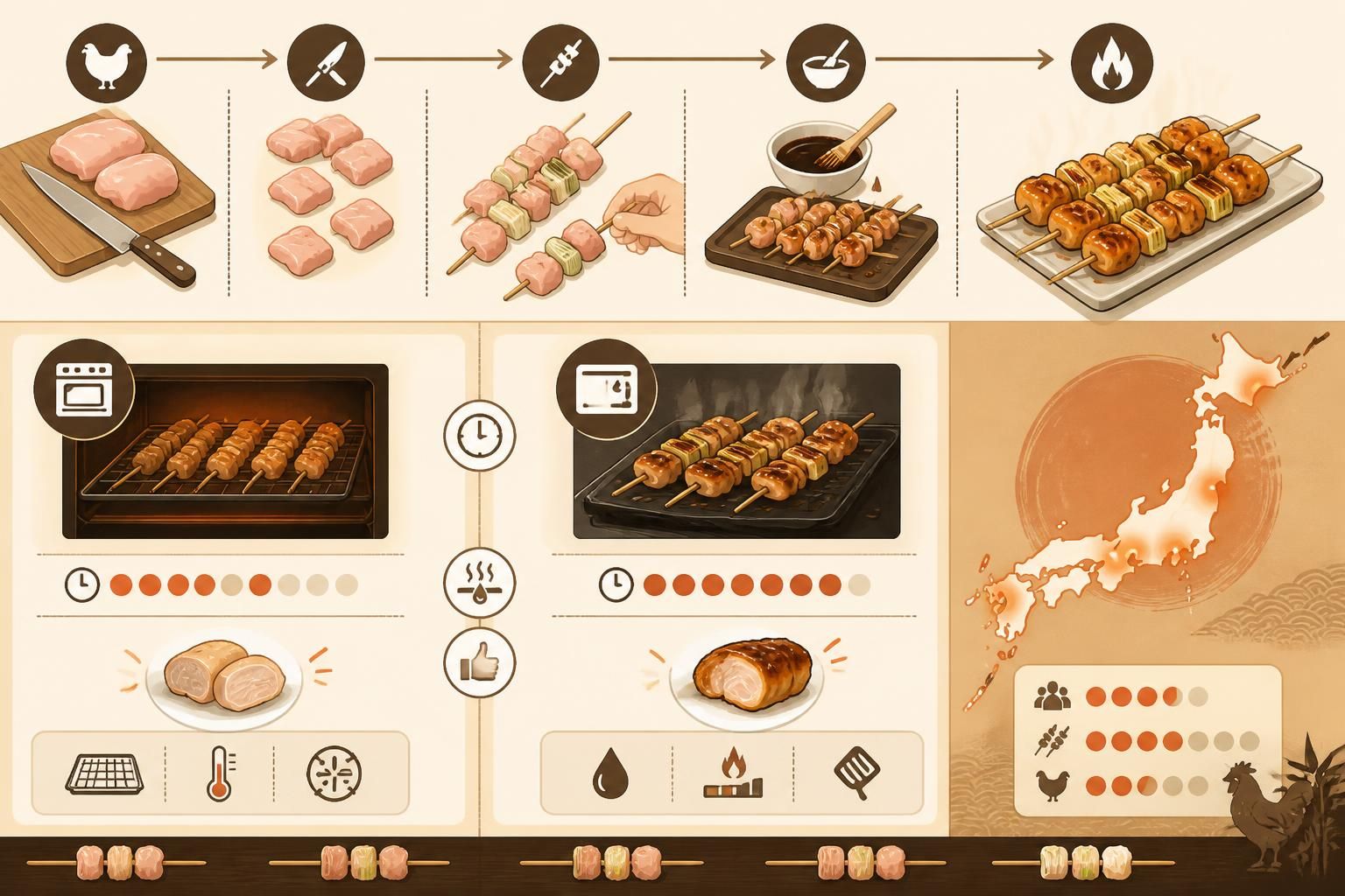 découvrez comment préparer de délicieuses brochettes de yakitori de poulet, grillées à la perfection au four ou sur plancha, pour un repas japonais savoureux et facile à réaliser.