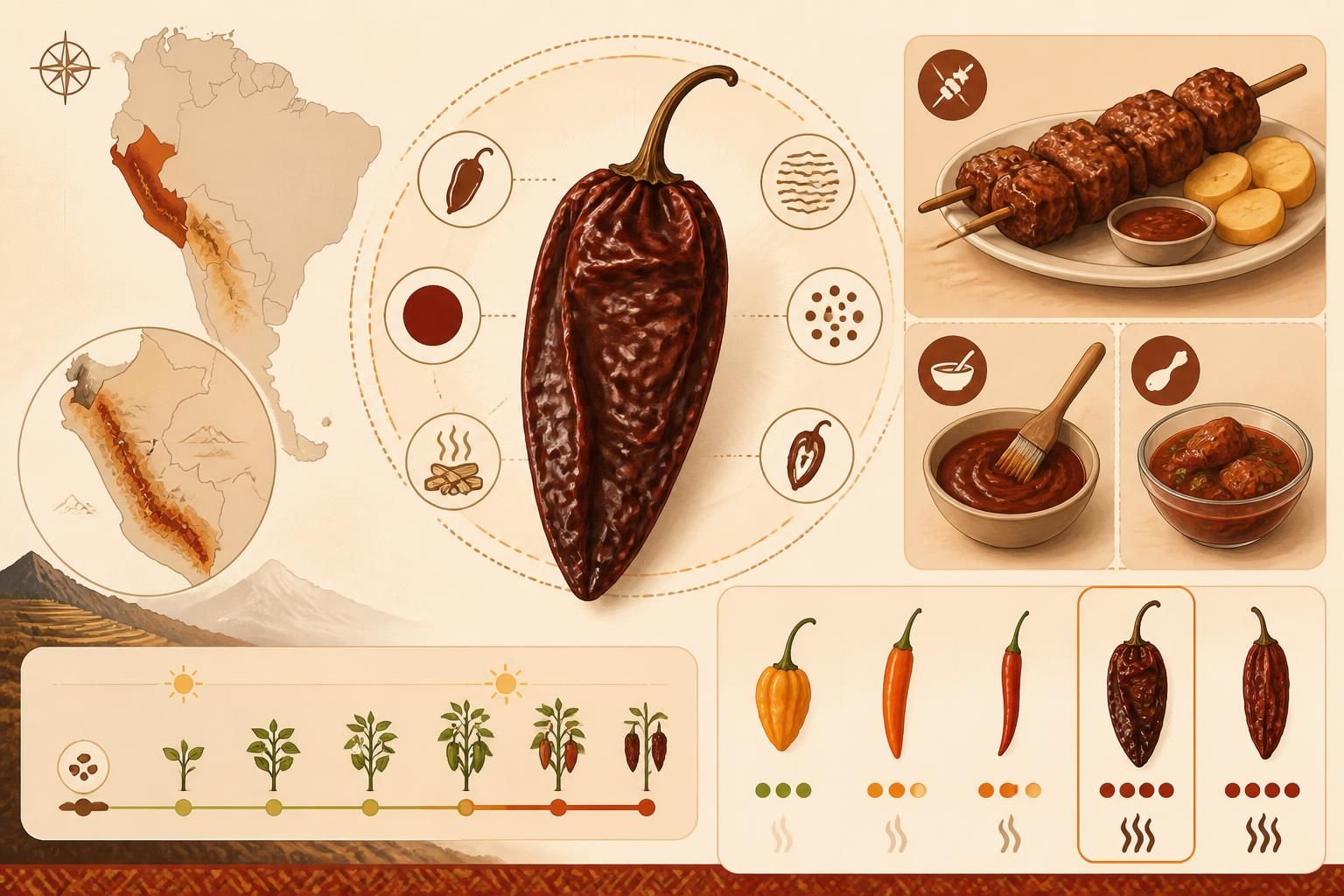 découvrez l'ají panca, le piment fumé péruvien essentiel pour rehausser le goût authentique des anticuchos et des marinades traditionnelles andines.