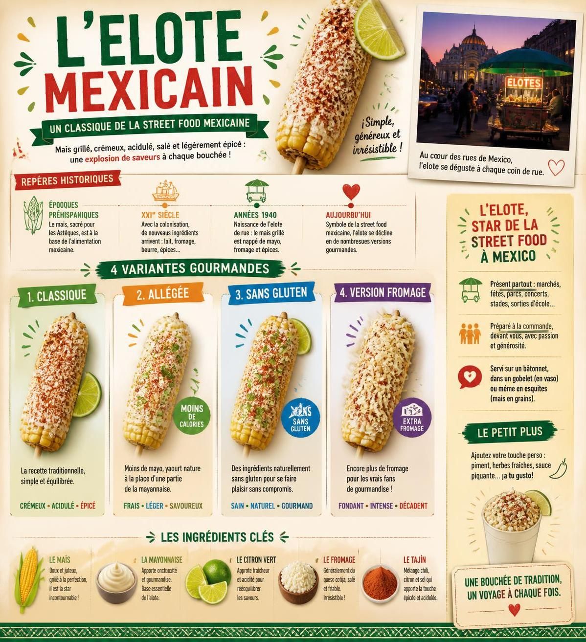 découvrez les elotes grillés à la mexicaine, un délicieux snack de rue d'août à base de maïs grillé, mayo, citron vert, queso fresco et tajín, pour une explosion de saveurs authentiques.
