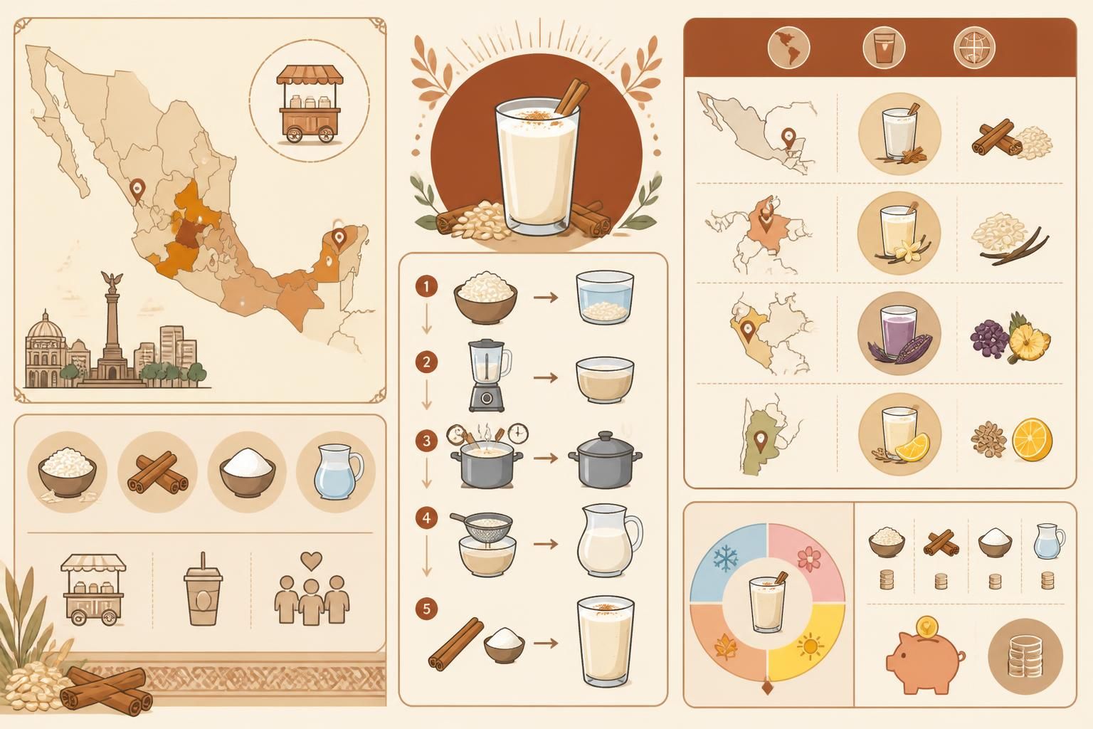 découvrez la recette facile de l'horchata mexicaine, ce lait de riz à la cannelle traditionnel des vendeurs de rue, à préparer en une nuit au réfrigérateur pour un goût authentique et rafraîchissant.