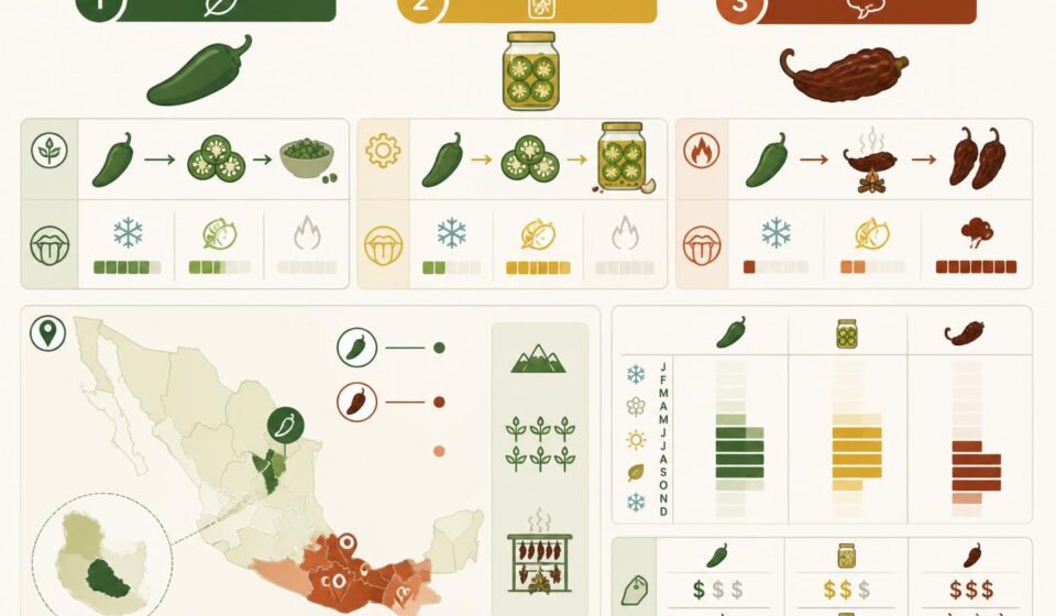 découvrez les trois façons d'apprivoiser le jalapeño, ce piment mexicain : frais, en cornichon ou en chipotle, pour relever toutes vos recettes avec saveur et originalité.