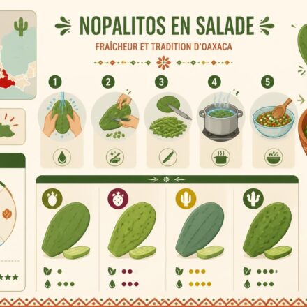 découvrez comment préparer des nopalitos en salade, les raquettes de cactus typiques d'oaxaca, sans épines, pour un plat frais et authentique comme au marché mexicain.