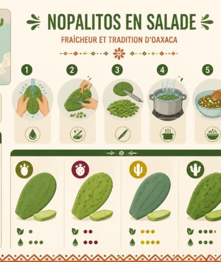 Nopalitos en salade : cuisiner les raquettes de cactus comme au marché de Oaxaca, sans épines découvrez comment préparer des nopalitos en salade, les raquettes de cactus typiques d'oaxaca, sans épines, pour un plat frais et authentique comme au marché mexicain.
