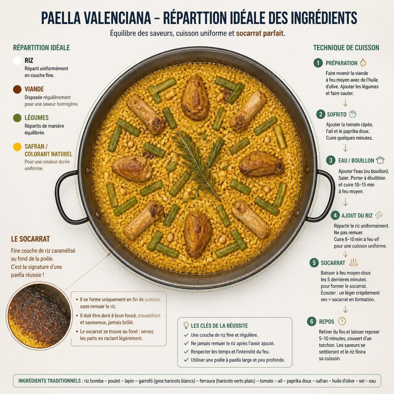 découvrez la vraie recette espagnole de la paella valenciana traditionnelle avec poulet, lapin, riz au safran, sans fruits de mer. un plat savoureux et authentique à préparer chez vous.