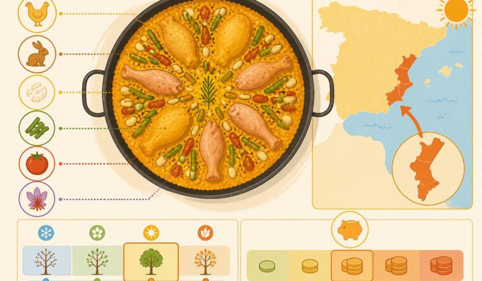 découvrez la recette authentique de la paella valenciana, un plat traditionnel espagnol à base de poulet, lapin, riz safrané, sans fruits de mer. simple et savoureuse, elle vous transporte au cœur de valence.
