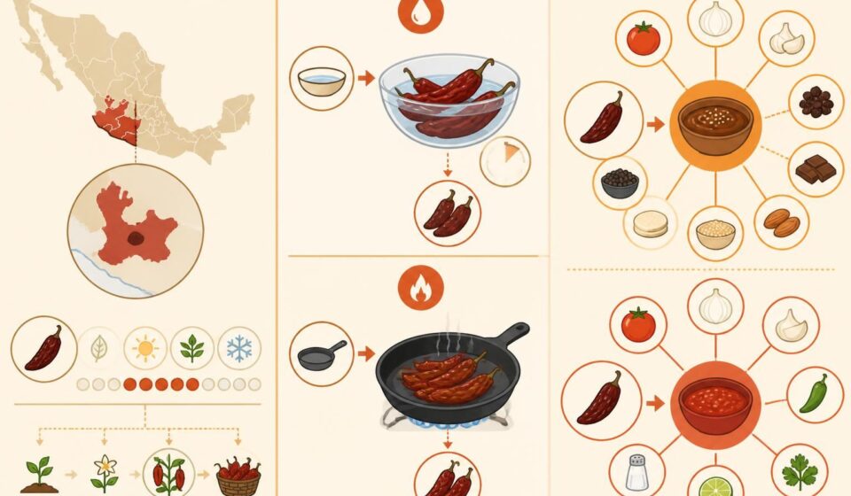 découvrez comment hydrater et torréfier le piment guajillo pour sublimer vos moles et salsas mexicains avec des saveurs authentiques et équilibrées.