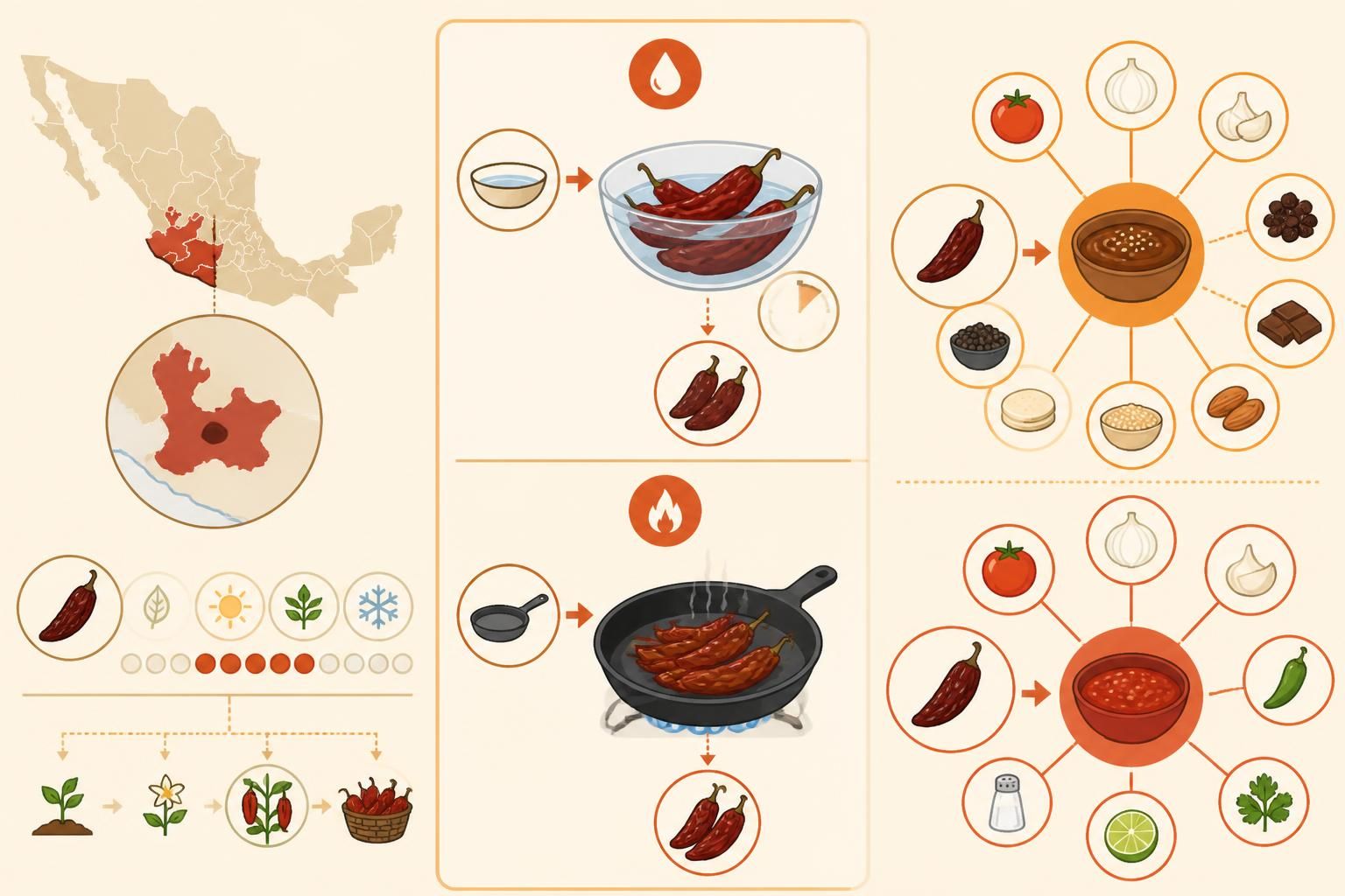 découvrez comment hydrater et torréfier le piment guajillo pour sublimer vos moles et salsas mexicains avec des saveurs authentiques et équilibrées.