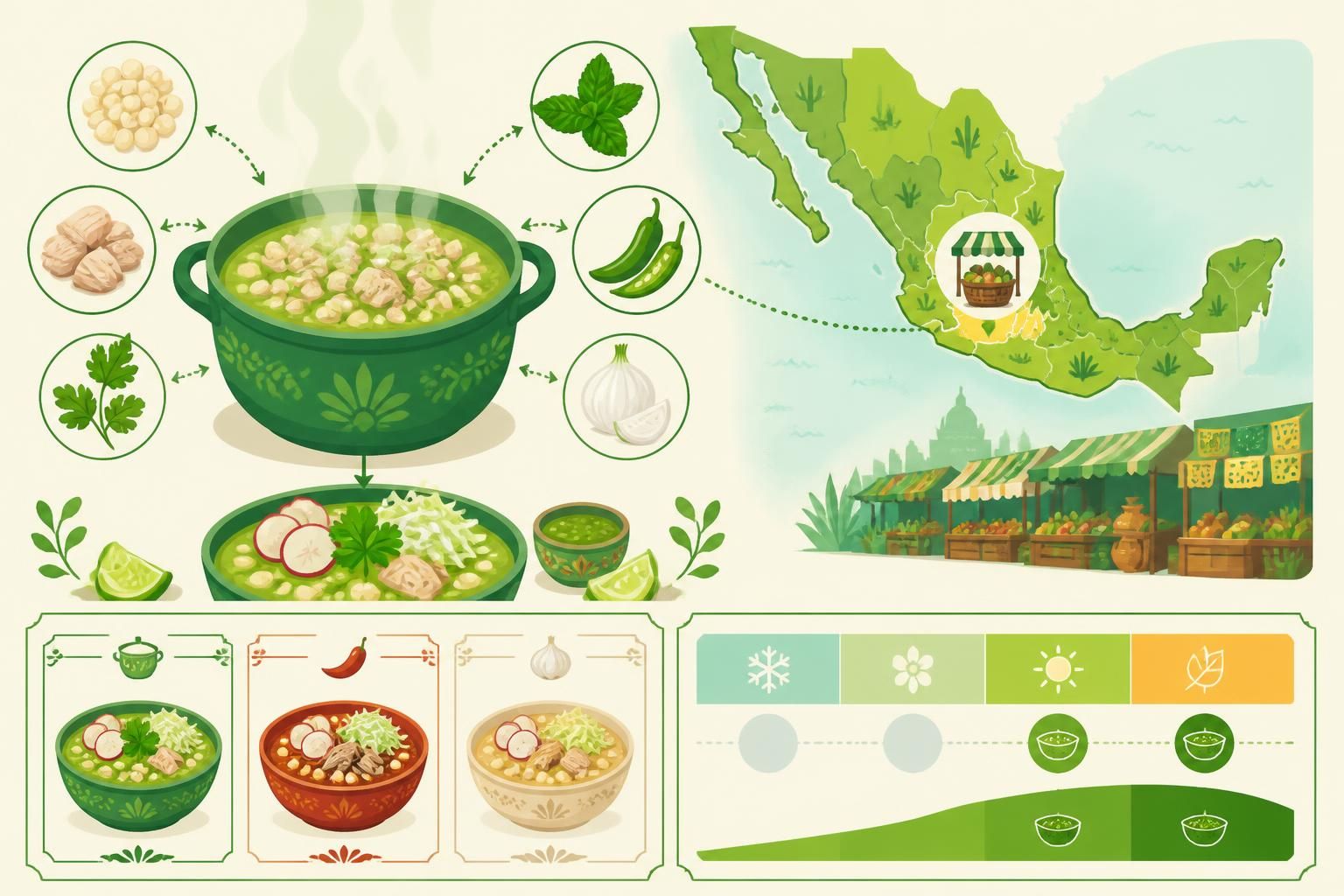 découvrez le pozole verde mexicain, un bouillon traditionnel à la salsa verde, savoureux et réconfortant, servi chaque matin dans les marchés animés de mexico.