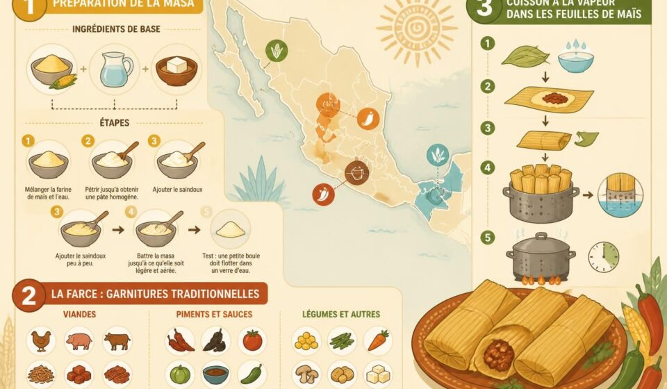 découvrez la recette authentique des tamales maison : préparation de la masa, choix de la farce savoureuse et cuisson vapeur traditionnelle en feuilles de maïs, un grand rituel mexicain à partager.