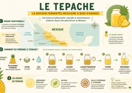 découvrez le tepache, la boisson fermentée mexicaine à l'ananas, légèrement pétillante et rafraîchissante, à préparer facilement chez vous sans équipement spécial.