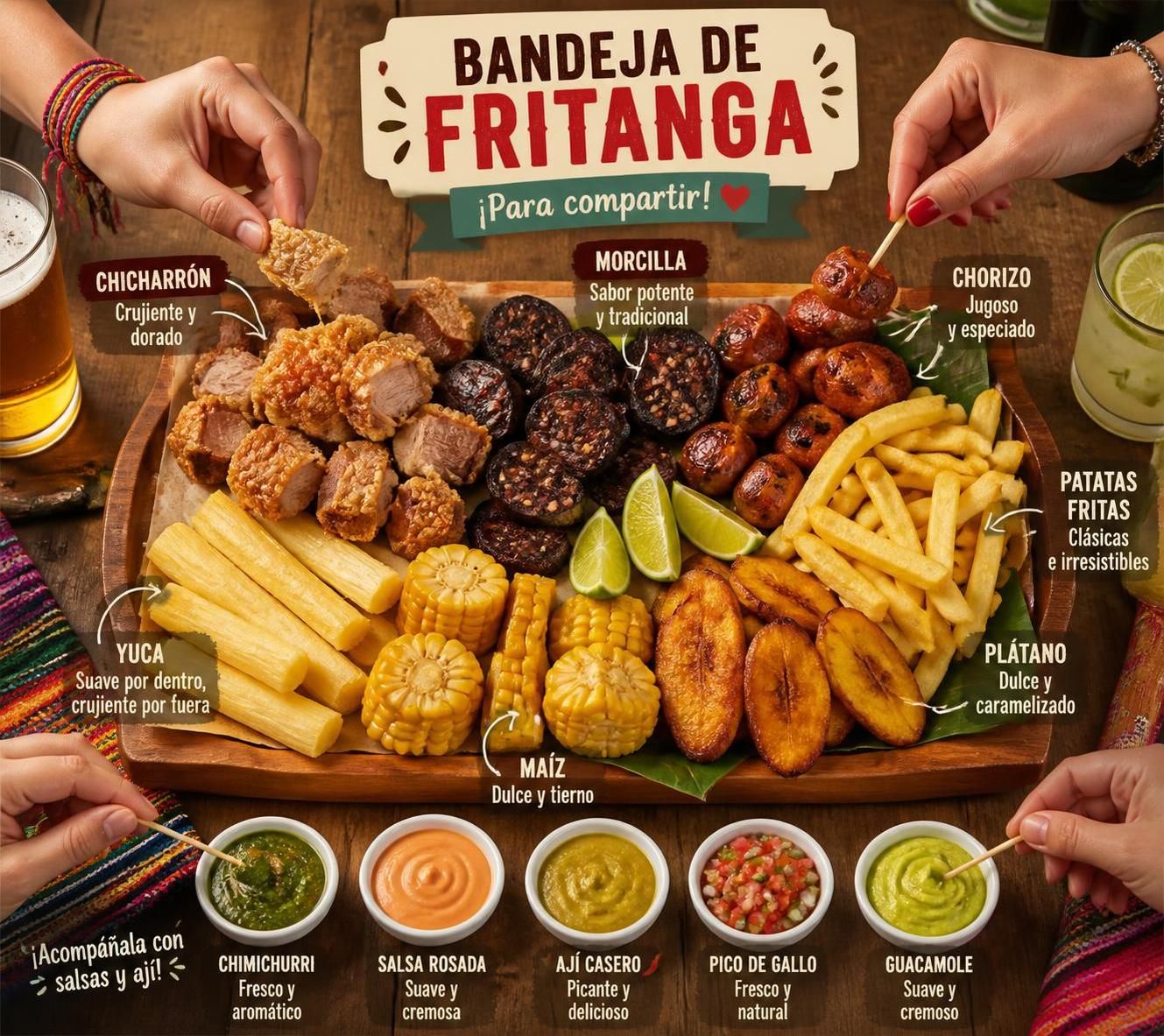 découvrez la bandeja de fritanga colombienne traditionnelle avec chicharrón croustillant, morcilla savoureuse et patatas fritas typiques des rues de bogotá, un véritable festin authentique.