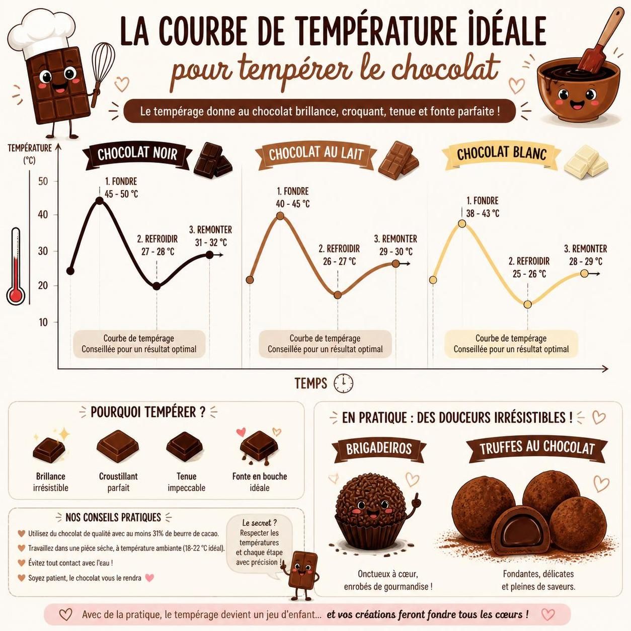 apprenez à tempérer le chocolat parfaitement pour réaliser des brigadeiros, truffes et autres desserts latinos savoureux, grâce aux conseils de la cantina.