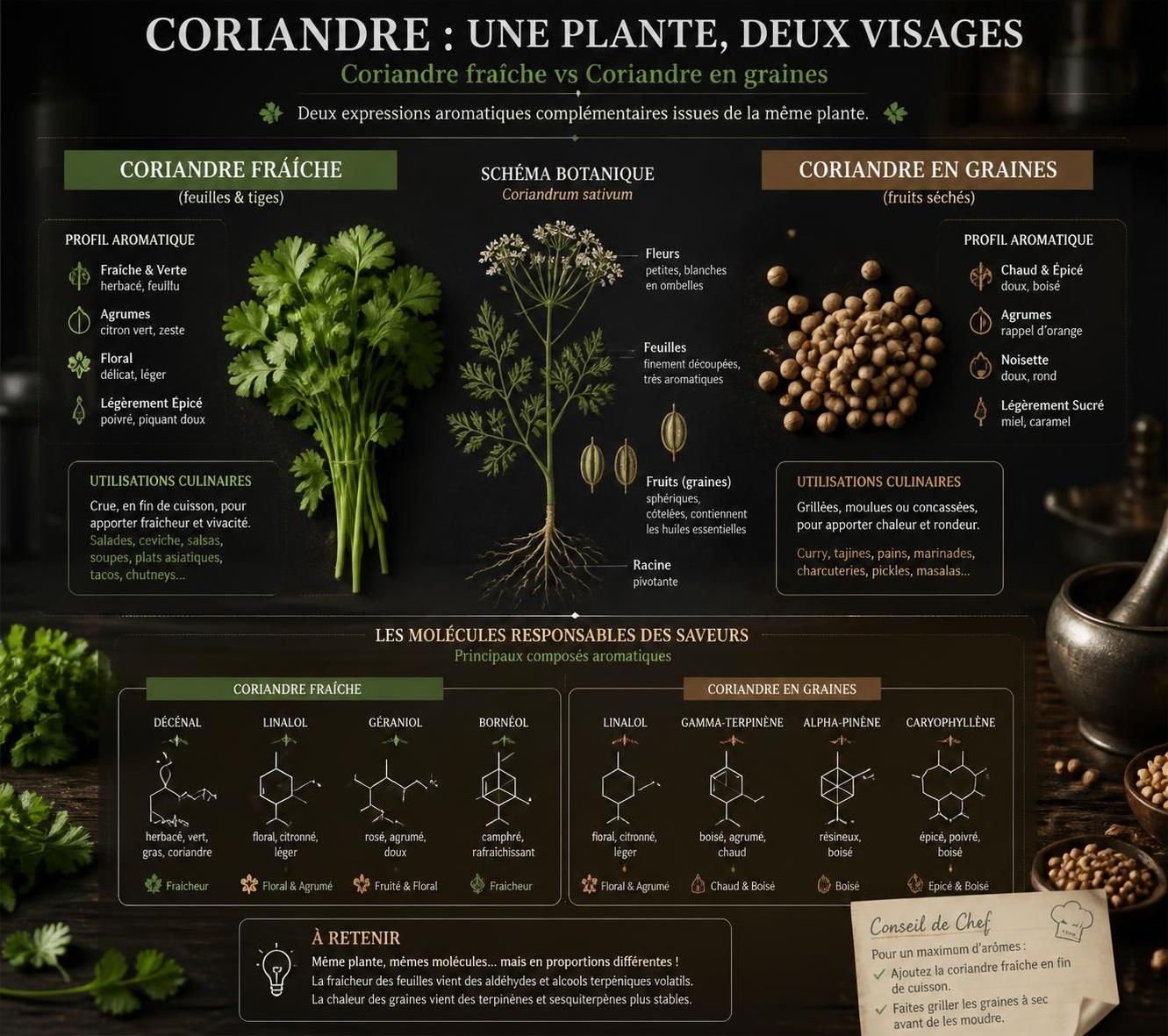 découvrez les différences entre la coriandre fraîche et la coriandre en graines, deux formes du même plant aux usages culinaires complémentaires et contrastés.