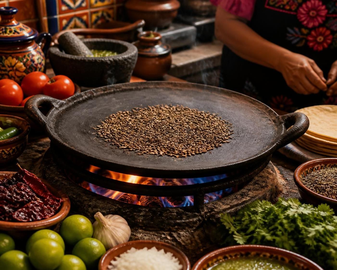 découvrez la technique mexicaine authentique du cumin torréfié sur comal, pour sublimer vos épices et rehausser la saveur de vos tostadas traditionnelles.