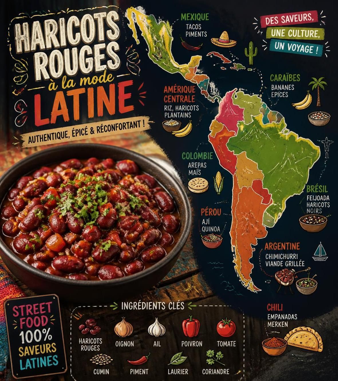 découvrez nos haricots rouges à la mode latine, relevés de sofrito, cumin et ail, la base savoureuse parfaite pour accompagner tous vos repas.