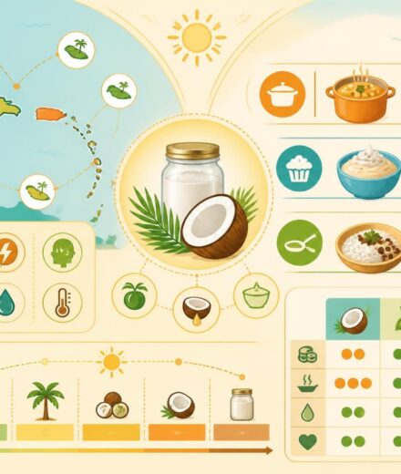 découvrez l'huile de coco vierge, cet ingrédient caraïbéen essentiel qui sublime vos currys, desserts et plats latins avec sa saveur exotique et sa richesse naturelle.