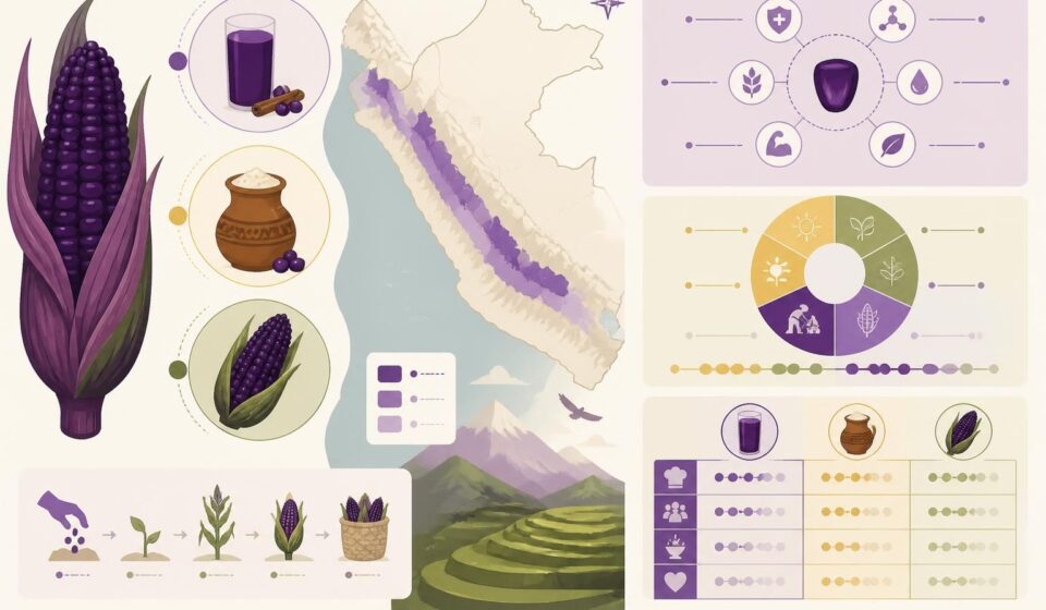 découvrez le maïs violet péruvien et ses trois usages traditionnels andins : morado, chicha et choclo, une richesse colorée et culturelle des andes.