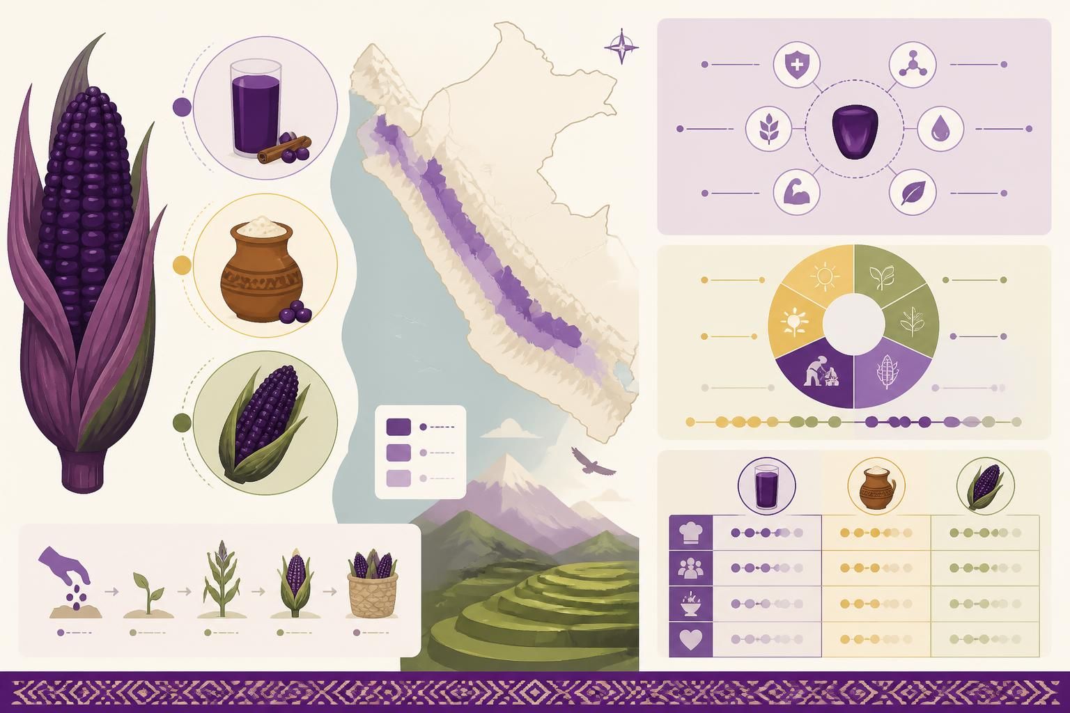 découvrez le maïs violet péruvien et ses trois usages traditionnels andins : morado, chicha et choclo, une richesse colorée et culturelle des andes.
