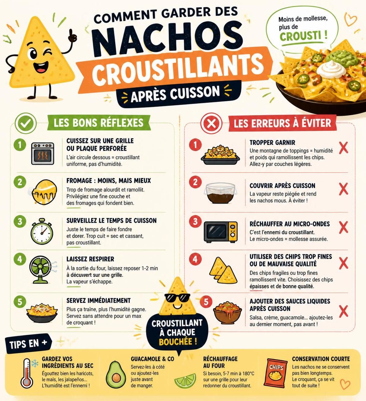 découvrez la recette parfaite des nachos au four avec une couche généreuse de fromage fondu, des garnitures savoureuses et le timing idéal pour des nachos toujours croustillants.