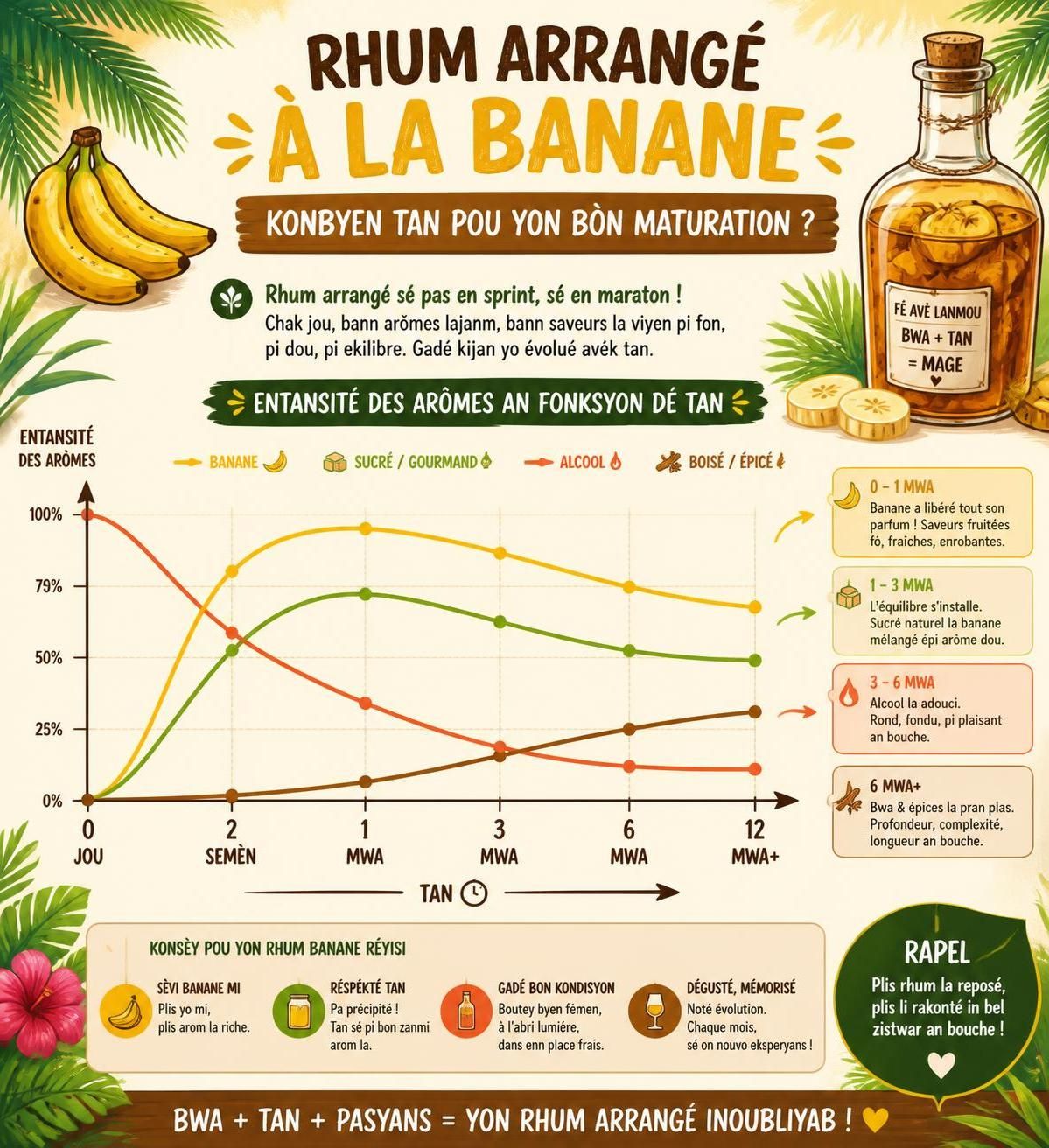 découvrez comment préparer facilement un rhum arrangé à la banane, le bocal créole à laisser maturer pendant deux mois pour un goût exceptionnel et authentique.