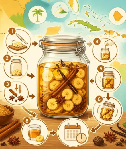 Rhum arrangé à la banane : le bocal créole qu’on prépare maintenant pour le boire dans deux mois découvrez comment préparer un délicieux rhum arrangé à la banane, une spécialité créole à laisser macérer pendant deux mois pour un goût authentique et savoureux.